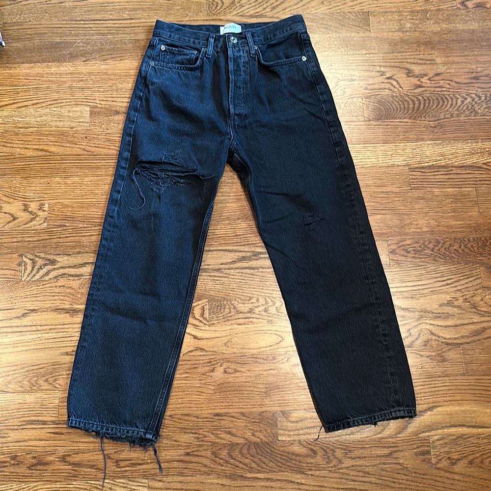Agolde Lightly Distressed Black Jeans